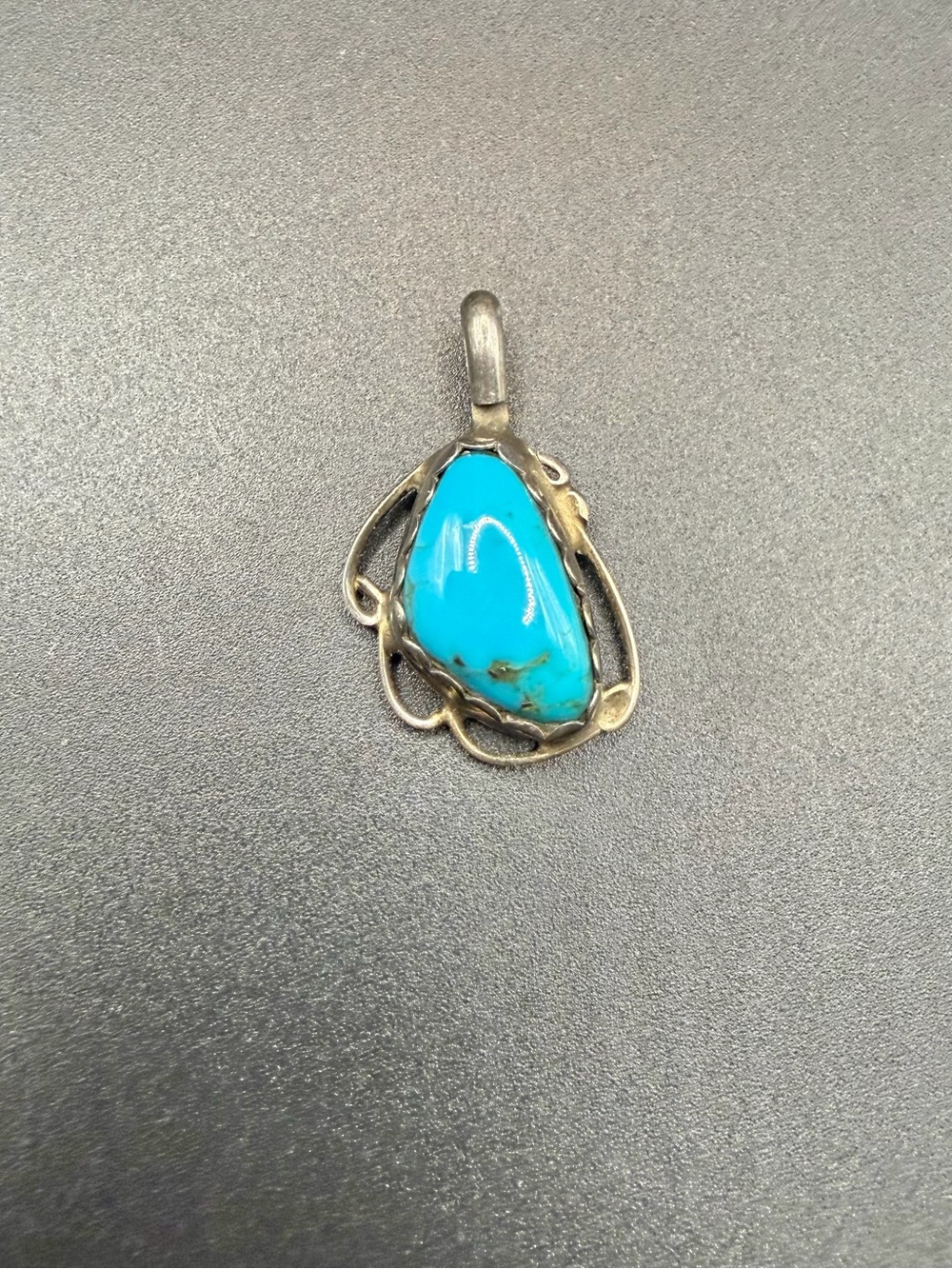 Vintage Sterling Silver Tom Taylor Navajo Native Turquoise Pendant Jewelry TT